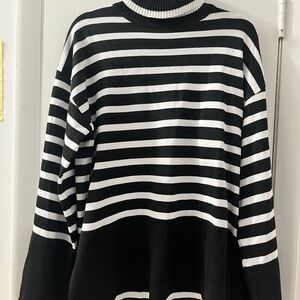 Chic Black and White Striped Sweater